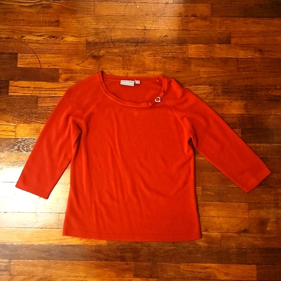 🔥Sale Croft and Barrow Red 3/4 Length Sleeve Sweater - Picture 1 of 4